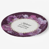 Vrijgezellenfeest Weddenschap Violet Paars Floral  Papieren Bordje (Gekanteld)