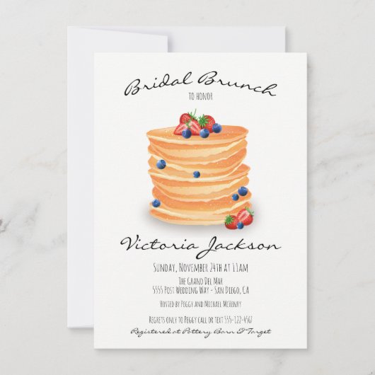 Vrijgezellenfeest Wedding Brunch Pancakes Kaart (Voorkant)