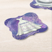 Vrijgezellenfeest Wedding Gown Paars en Roos Gold  Kartonnen Onderzetters (Gekanteld)