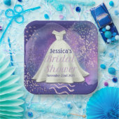 Vrijgezellenfeest Wedding Gown Paars en Roos Gold  Papieren Bordje (Feest)