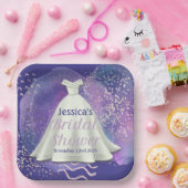 Vrijgezellenfeest Wedding Gown Paars en Roos Gold  Papieren Bordje (Feest)