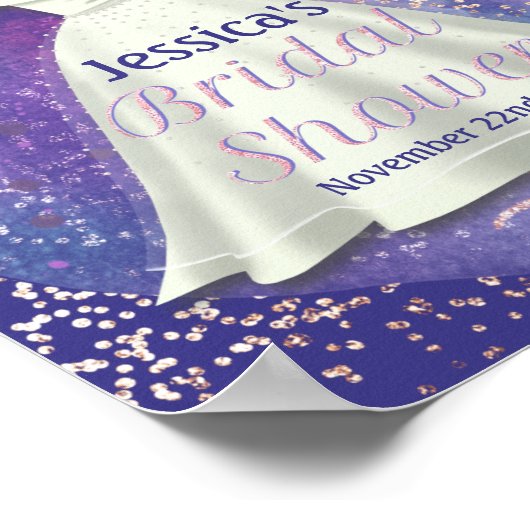 Vrijgezellenfeest Wedding Gown Paars en Roos Gold  Poster (Hoek)