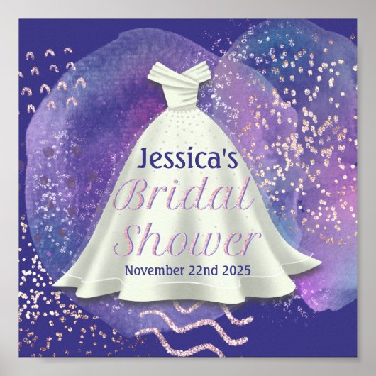 Vrijgezellenfeest Wedding Gown Paars en Roos Gold  Poster (Voorkant)