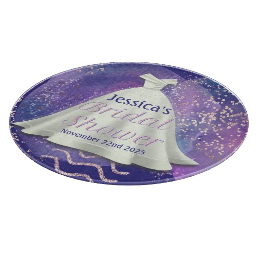 Vrijgezellenfeest Wedding Gown Paars en Roos Gold  Snijplank (Hoek)