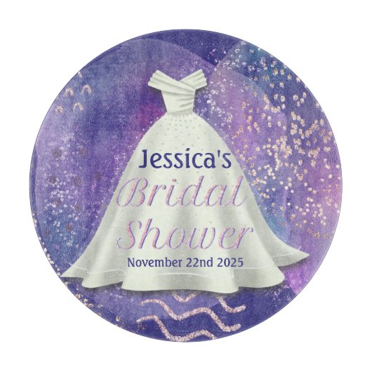 Vrijgezellenfeest Wedding Gown Paars en Roos Gold  Snijplank (Voorkant)