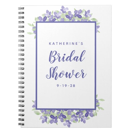 Vrijgezellenfeest Wedding Periwinkle Waterverf Flo Notitieboek (Voorkant)