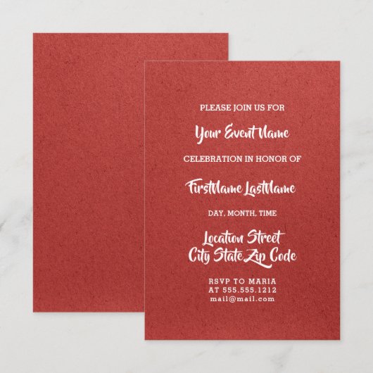 Vrijgezellenfeest Wedding Sweet 16th Bridal Red Kaart (Voorkant / Achterkant)