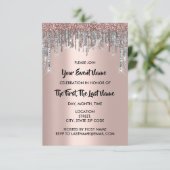 Vrijgezellenfeest Wedding Sweet 16th Roos Glitter  Kaart (Staand voorkant)