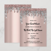 Vrijgezellenfeest Wedding Sweet 16th Roos Glitter  Kaart (Voorkant / Achterkant)