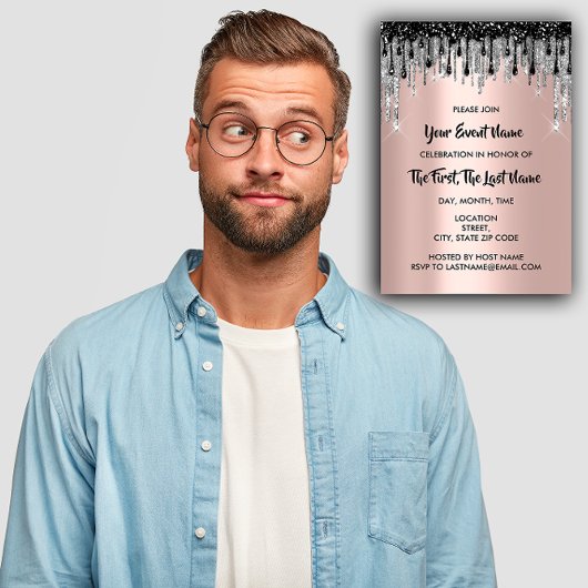 Vrijgezellenfeest Wedding Sweet 16th Roos zwarte s Kaart