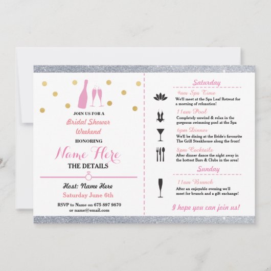 vrijgezellenfeest Weekend Champagne Invite Kaart (Voorkant)