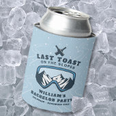 Vrijgezellenfeest weekend laatste toast op de pist blikjeskoeler