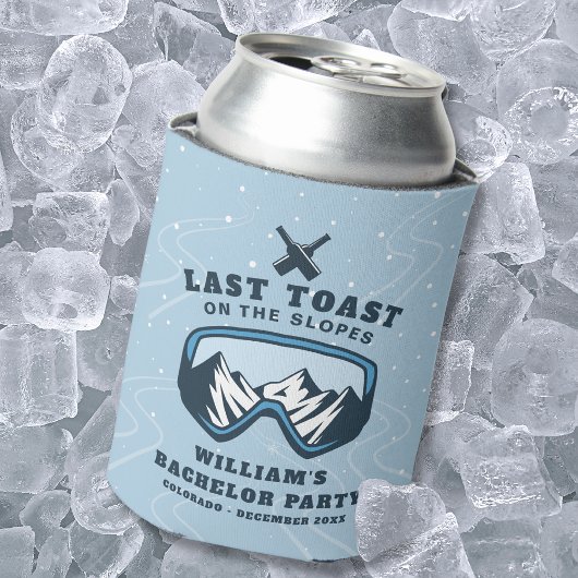 Vrijgezellenfeest weekend laatste toast op de pist blikjeskoeler