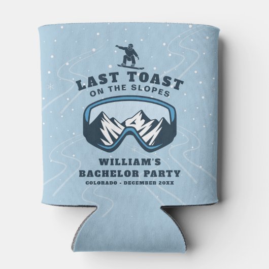 Vrijgezellenfeest weekend laatste toast op de pist blikjeskoeler (Achterkant)