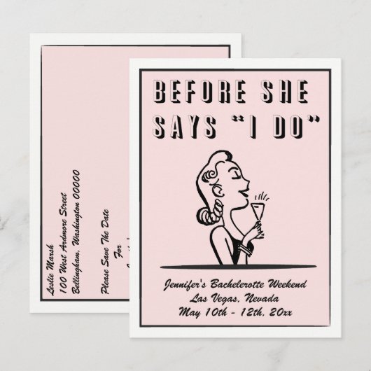 Vrijgezellenfeest weekend Save the date Aankondigingskaart (Voorkant / Achterkant)