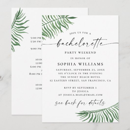 Vrijgezellenfeest weekend | tropische route kaart (Voorkant / Achterkant)