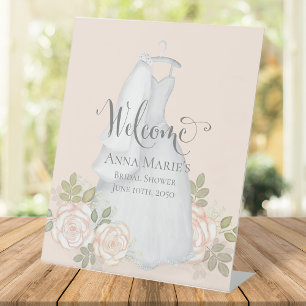 Vrijgezellenfeest Welkom Blush Waterverf Floral Reclamebord Met Voetstuk