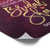 Vrijgezellenfeest Welkom Floral Feathers Burgundy  Poster (Hoek)