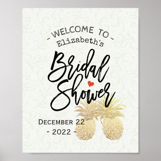 Vrijgezellenfeest Welkom Modern Gold Pineapple Cou Poster (Voorkant)
