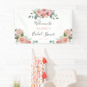 Vrijgezellenfeest welkom Pink Rose Boho Floral chi Spandoek (Insitu)