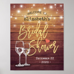 Vrijgezellenfeest Welkom Rustic Wood Champagne Gla Poster