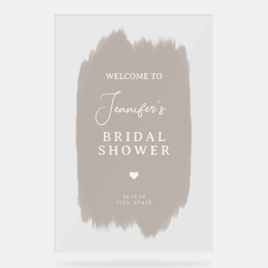 Vrijgezellenfeest Welkom Script Beige Paint Acryl Bord (Voorkant)