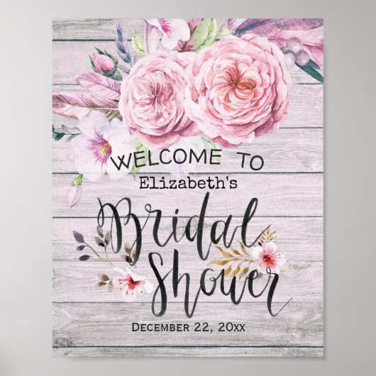 Vrijgezellenfeest Welkom Waterverf Boho Floral Woo Poster (Voorkant)