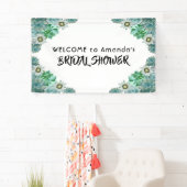 Vrijgezellenfeest welkom witte groene succulturen spandoek (Insitu)