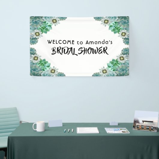 Vrijgezellenfeest welkom witte groene succulturen spandoek (Beurs)