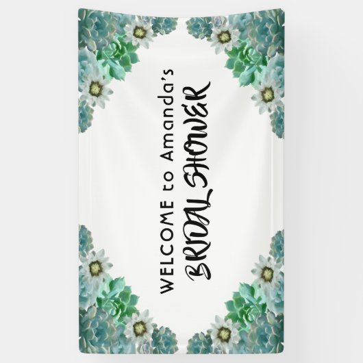 Vrijgezellenfeest welkom witte groene succulturen spandoek (Verticaal)