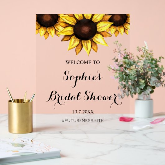 Vrijgezellenfeest Welkom Zonnebloem Bloemen Teken Acryl Bord (Huwelijk)