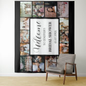 Vrijgezellenfeest Welkomstscript zwart fotocollage Wandkleed (In situ)