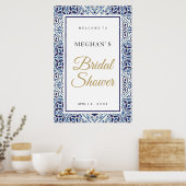 Vrijgezellenfeest welkomstteken blauwe tegels poster (Keuken)