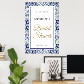 Vrijgezellenfeest welkomstteken blauwe tegels poster (Thuiskantoor)