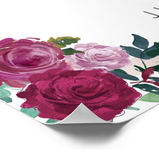 Vrijgezellenfeest-welkomstteken | Bourgogne floral Poster (Hoek)