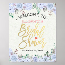 Vrijgezellenfeest Welkomstteken in Floral Gold Scr Poster