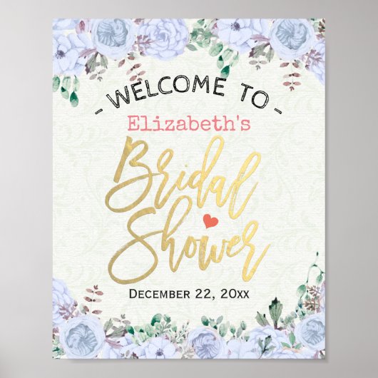 Vrijgezellenfeest Welkomstteken in Floral Gold Scr Poster (Voorkant)