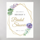 Vrijgezellenfeest welkomstteken paars succulair go poster (Voorkant)