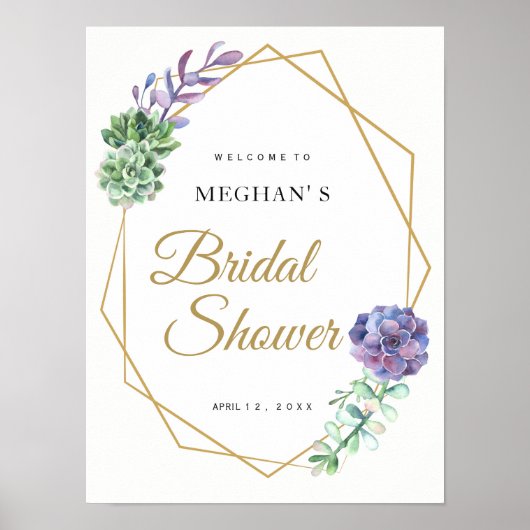 Vrijgezellenfeest welkomstteken paars succulair go poster (Voorkant)