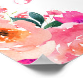 Vrijgezellenfeest Welkomstteken Roze Floral Waterv Poster (Hoek)