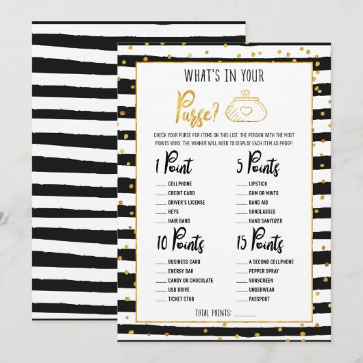 Vrijgezellenfeest Whats in uw portemonnee spel Kaart (Voorkant / Achterkant)