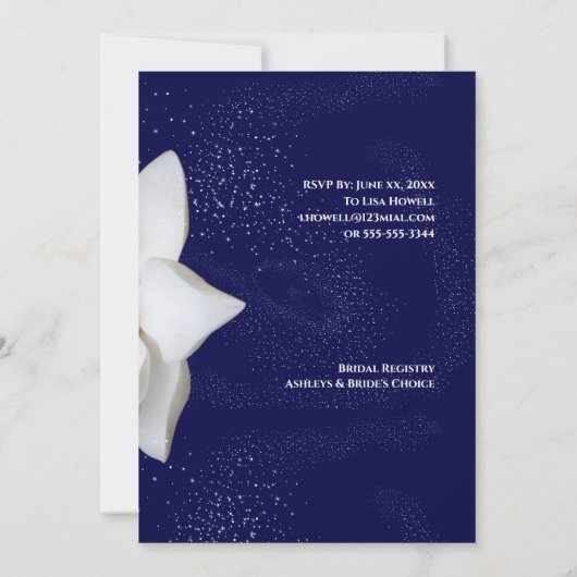 Vrijgezellenfeest White Magnolia Elegant Navy Kaart (Achterkant)