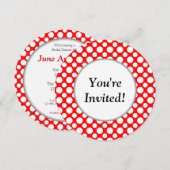 vrijgezellenfeest White Polka Dots Round Invitatio Kaart (Voorkant / Achterkant)