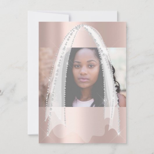 Vrijgezellenfeest White Spark Roos Veil Foto Kaart (Achterkant)