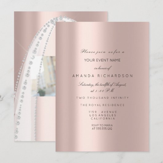 Vrijgezellenfeest White Spark Roos Veil Foto Kaart (Voorkant / Achterkant)