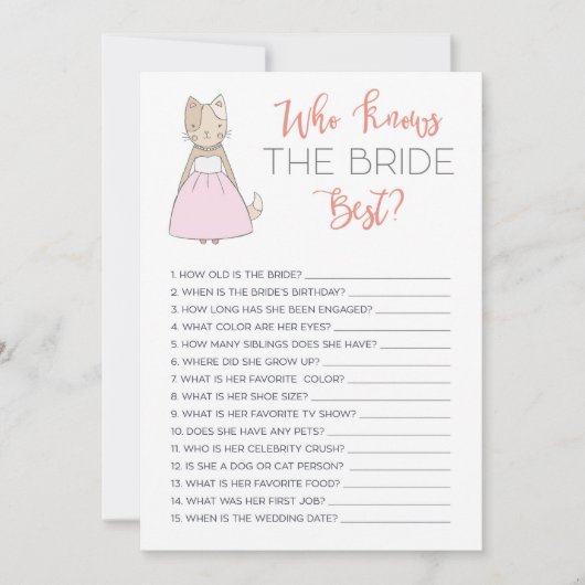 Vrijgezellenfeest Who Knows The Bride Beste Game K Kaart (Voorkant)