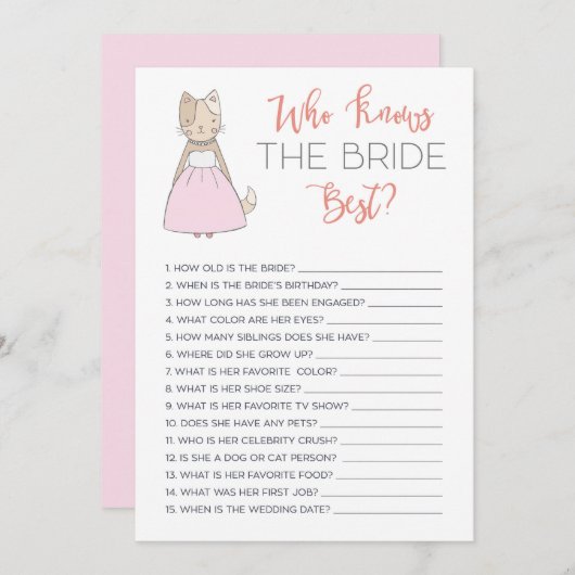 Vrijgezellenfeest Who Knows The Bride Beste Game K Kaart (Voorkant / Achterkant)