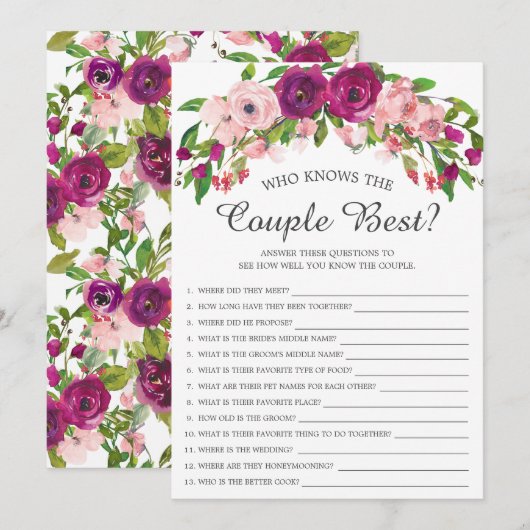 Vrijgezellenfeest Wie kent het beste paar spel Kaart (Voorkant / Achterkant)