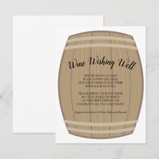 Vrijgezellenfeest Wijn Wishing Well Kaart (Voorkant / Achterkant)