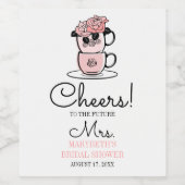 Vrijgezellenfeest Wijnlabel Tea Teacup Flowers Wijn Etiket (Enkel label)